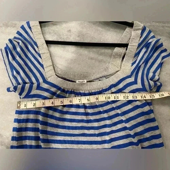 Splendid Glitter Silver Royal Blue Striped Scoop Neck Tee Shirt Dress Size XS - Picture 10 of 10